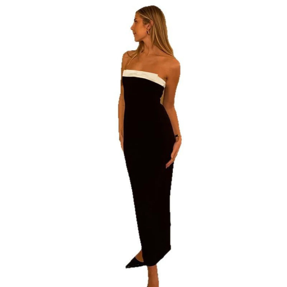 Zara Spring Summer Black White Contrast Bodycon Strapless Dress - Picture 5 of 6